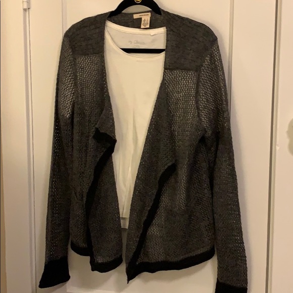 Gray DKNY Open Weave Waterfall Cardigan Large - Picture 6 of 12